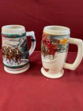 Vintage Budweiser 6.5" 1993 & 7" 2006 stein mugs