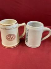 Vintage 5" Saint Vincent's Hospital & Marcfh Aibling beer mugs. 2 pieces