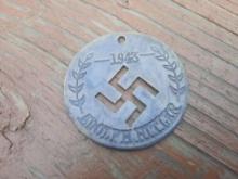 1943 Brass Adolf Hitler German Swastika Cutout Token