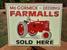 1989 NOS Mint McCormick Deering Farmall Sold Here Embossed Tin Metal Sign