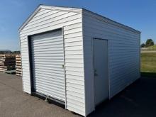 1954. Unused 10' x 16' Storage Shed With 6' Rollup Door, Side Service Door, Window,