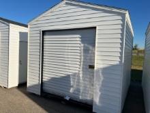 1955 10’x12’ Storage Shed with 6’ Rollup Door, White in Color