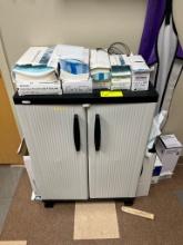 2 Door Cabinet with Supplies: TPLO Plates, Autoclave Pouches, & More