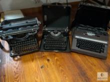 Two Underwood Typewriters and One Brother Typewriter