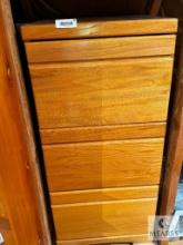 Two Wooden Three-Drawer File Cabinets