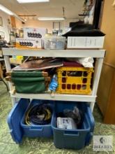 Shelf and Contents in Workshop - Electrical Cords, Chair Wheels, Bungee Cords