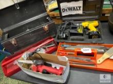 Tool Lot with DeWalt Cordless Drill, Files, Small Chain Saw