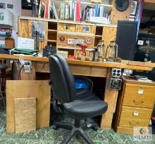 Contents of Work Table with Chair and Two-Drawer File Cabinet