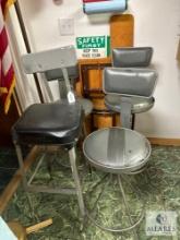 Small Wooden Folding Table with Four Metal Stools