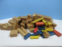 Playskool Vintage Wooden Child's Building Blocks Various Sizes & Shapes