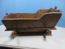 Adorable Knotty Pine Baby Doll Primitive Colonial Style Rocking Cradle-13 1/2"H x 24" x 12 1/2"