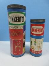 2 Canisters Original Tinker Toy Prep No. 116 & Junior Architect No. 136 World's Favorite