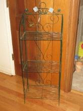 Decorative Metal Wire Folding 3 Shelves Rack Scrollwork Design Hunter Green Finish-