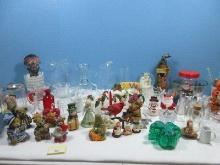 Lot Glass Pitchers, Sugar Dispensers, Holly & Berry Ceramic Set Creamer/Sugar/Shakers, Glass