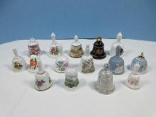 15 Collectors Mini Porcelain Bells Reutter 3 1/4" Floral, Spode Fine Bone China Oriental Bird/