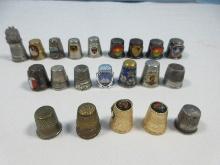 21 Collectible Assorted Porcelain Thimbles Cloisonne, State Souvenir, 2 are Sterling