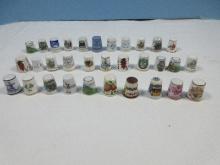 32 Collectible Assorted Porcelain Thimbles Souvenir, Reutter, Aynsley, Royal Doulton Winter,