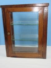 Pine Curio Display Cabinet w/2 Glass Shelves & Single Door- 18 1/4"H x 15" x 8 1/4"