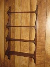 4 Tier Wood Etagere Display Curio Graduating Depth Shelves Wall Mount- 35 1/2"H x 18 1/2" x 6"