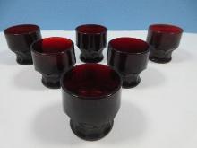 Set 6 Anchor Hocking Georgian Pattern Ruby Pressed Glass 3" Flat Tumblers 5oz Est. $60. Retired