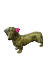 Brass Dachshund Statue with Price Tag