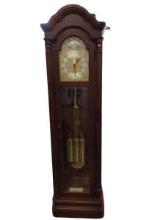 Grandfather Clock with Glass Case and Gold Face with Ship Detail