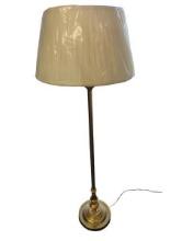 Brass Floor Lamp with White Shade, Made in USA