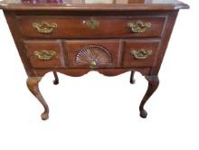 Cherry Queen Anne Low Boy with Drawers and Gold Handles