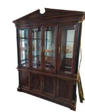 Antique Mahogany China Cabinet with Glass Doors and Shelves