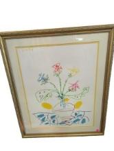 Framed Drawing of Flowers in a Vase by Joan Miro - 7.12.59 - Limited Edition Print