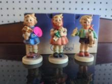 Hummel 239 Children Trio Set Girl with Doll and Nosegay Boy with Horse A B and C