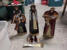 (BASE) LOT OF (3) DECORATIVE METAL WISE OLD MEN STANDUP DECOR. ONE NEEDS TO BE REASSEMBLED. NOTE,