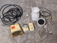 (BASE) BOX LOT OF MISC. TO INCLUDE: (2) CERAMIC WAX WARMERS, VINTAGE FISHER PRICE BABY MONITORS, 25'