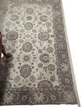 Beige and Brown Floral Machine Made Rug