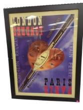 Vintage Southern Railway Poster London to Paris via Train Ferry and Sleeping Cars