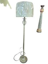 Vintage Metal Floor Lamp with White Shade and Circular Base