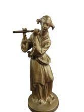 Classical Gold Painted Sculpture - Geisha Girl Playing Flute