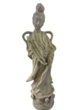 White Ceramic Guan Yin Statue - Chinese Goddess of Mercy - Home Decor Figurine.