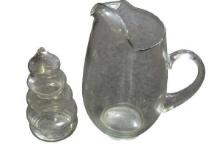 Clear Glass Pitcher and Stacked Glass Bowl Set