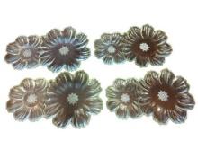 Set of 4 Glass Flower Shaped Dishes with Floral Design