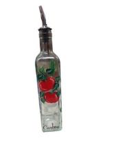 Glass Bottle with Tomato Design "Carbone"