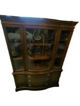 1930's Bassett China Cabinet with Bow Front Glass Doors