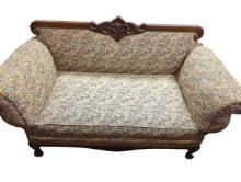 Walnut Victorian Fainting Soda/Daybed with Needlepoint Upholstery