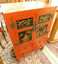 Painted Asian Cabinet - 2 Door 5 Drawer