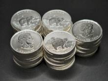 (50) 2011 Canada 9999 Fine Silver 1 OZ Argent PUR $5 Coins