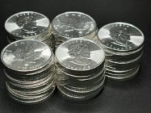 (50) 2019 Canada 9999 Fine Silver Maple Leaf 1 OZ Argent PUR $5 Coins