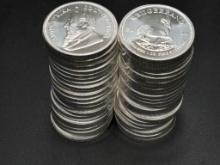 (50) 2020 South Africa Krugerrand 1 OZ Fine Silver Coins.