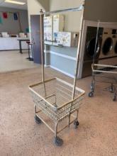 Mobile Wire Laundry Cart Basket, Double-Pole