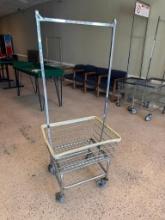 Mobile Wire Laundry Cart Basket, Double-Pole