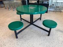 Indoor/Outdoor Four Person Table w/ Iron Frame, 36in Diameter